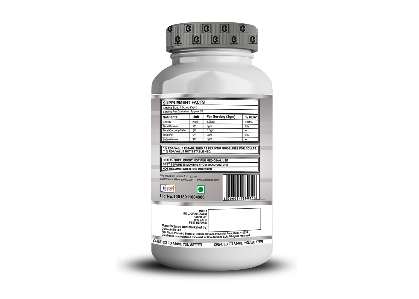 Corebolics Beta-Alanine (Improve Athletic Performance)