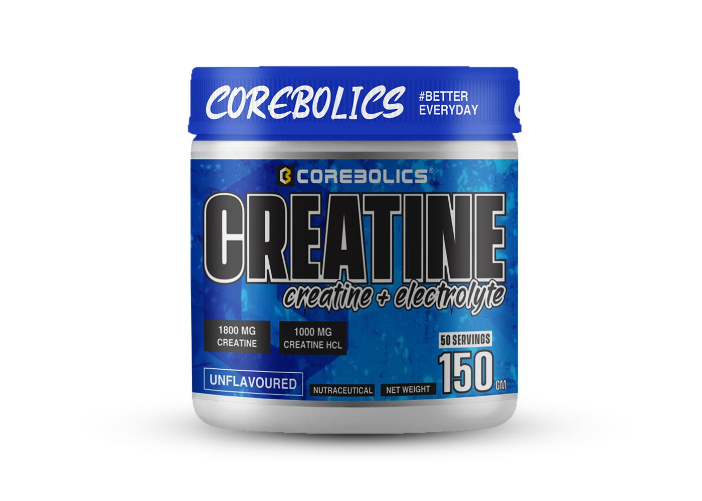 Corebolics Creatine (Creatine + Electrolyte) (Unflavored, 150 gm, 50 Servings)