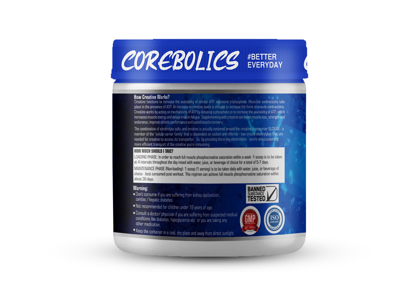 Corebolics Creatine (Creatine + Electrolyte) (Unflavored, 150 gm, 50 Servings)