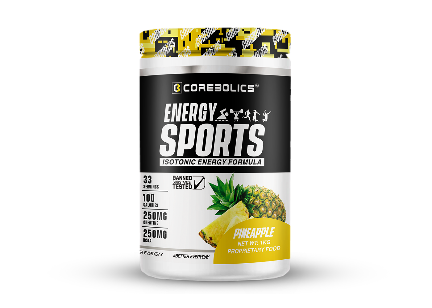 Corebolics Energy Sports (Electrolyte Powder Fortified With BCAA, Glutamine, Creatine Monohydrate and Vitamins)