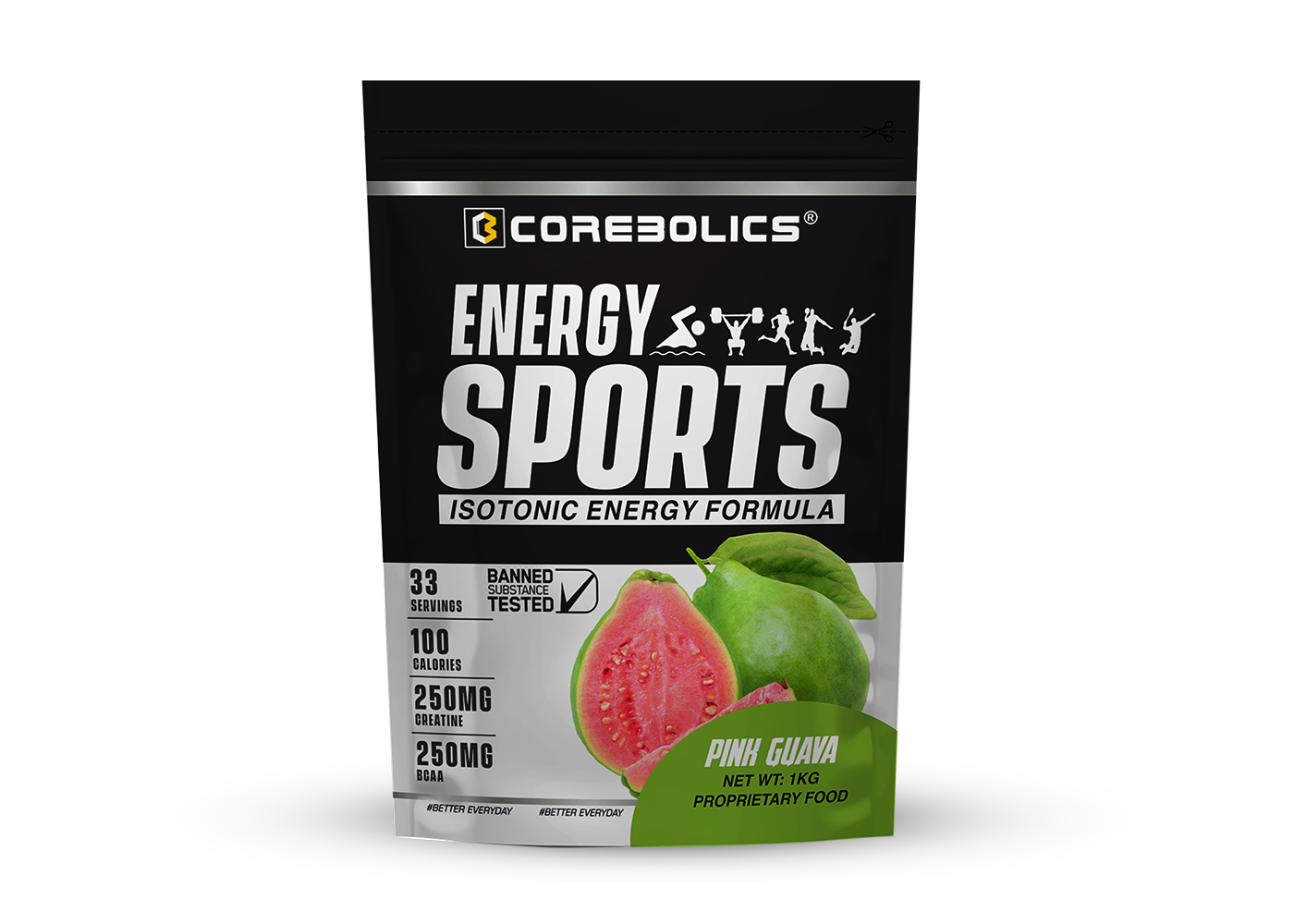 Corebolics Energy Sports (Electrolyte Powder Fortified With BCAA, Glutamine, Creatine Monohydrate and Vitamins)