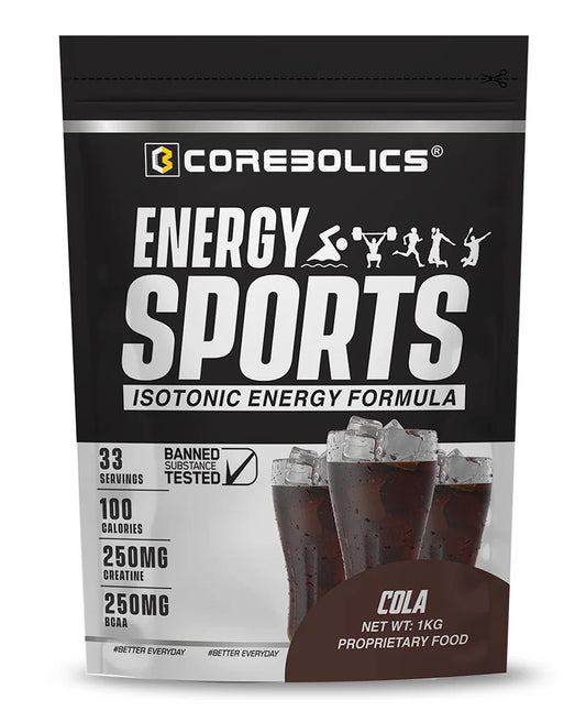 Corebolics Energy Sports (Electrolyte Powder Fortified With BCAA, Glutamine, Creatine Monohydrate and Vitamins)