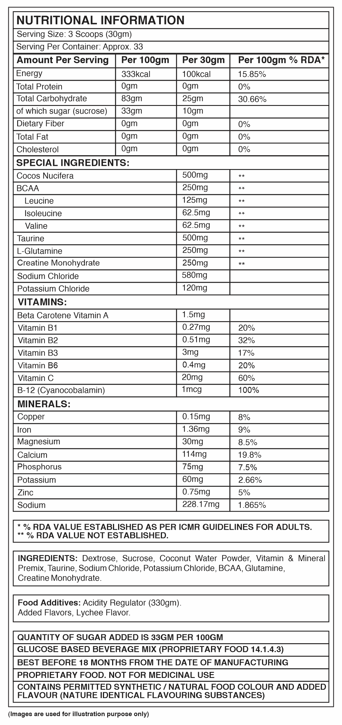 Corebolics Energy Sports (Electrolyte Powder Fortified With BCAA, Glutamine, Creatine Monohydrate and Vitamins)