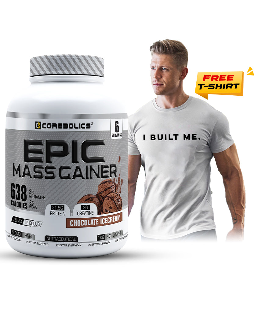 Corebolics Epic Mass Gainer(1 kg, 18 Servings) + T-shirt free