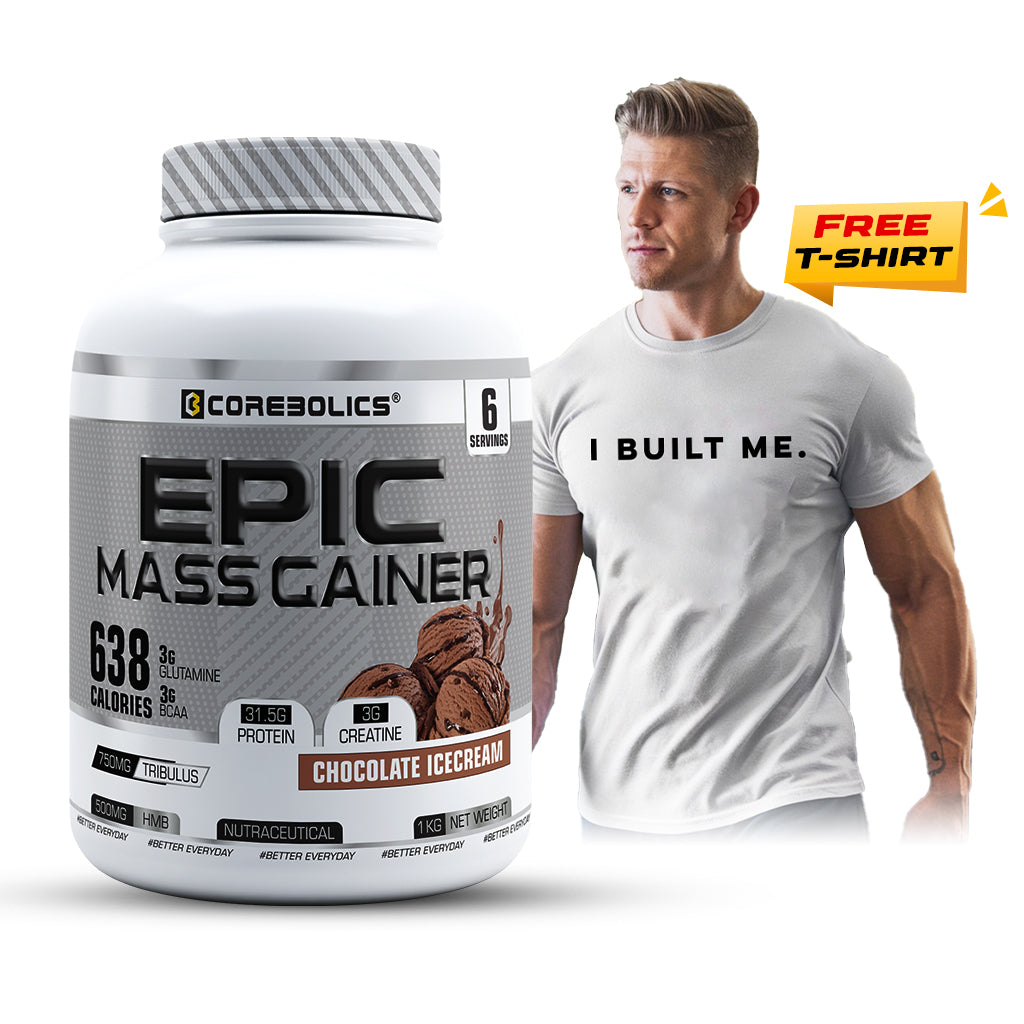 Corebolics Epic Mass Gainer(1 kg, 18 Servings) + T-shirt free