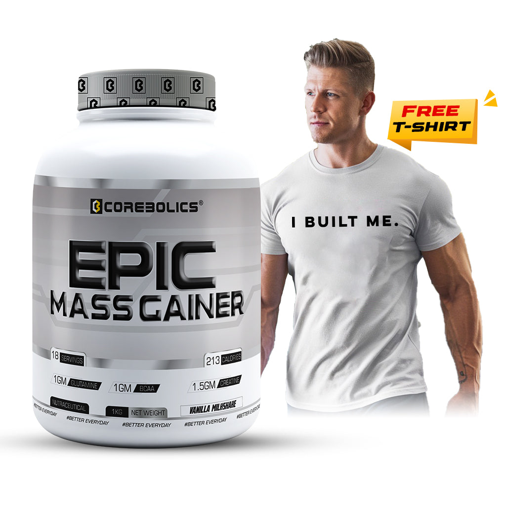 Corebolics Epic Mass Gainer(1 kg, 18 Servings) + T-shirt free