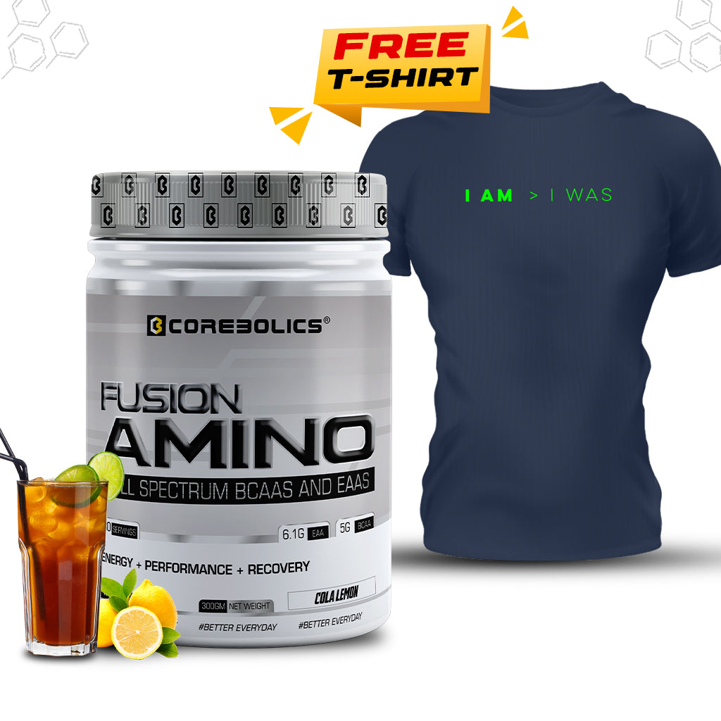 Corebolics Fusion Amino Full Spectrum EAAS (300 gm, 30 Servings) + FREE T-shirt