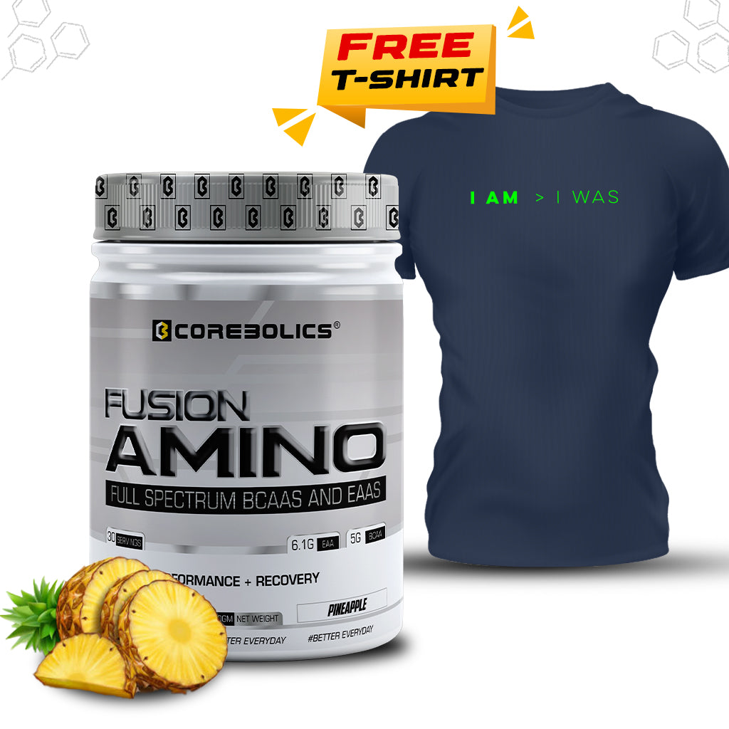 Corebolics Fusion Amino Full Spectrum EAAS (300 gm, 30 Servings) + FREE T-shirt