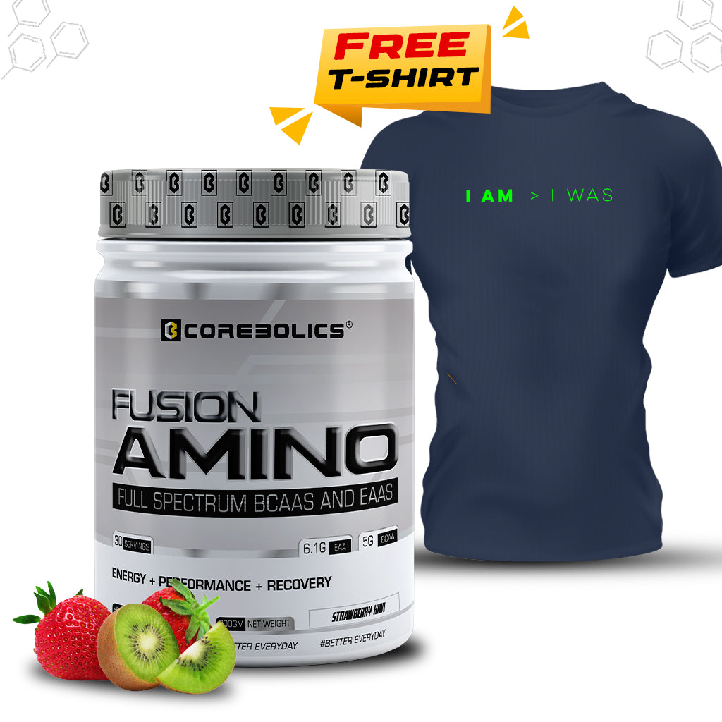 Corebolics Fusion Amino Full Spectrum EAAS (300 gm, 30 Servings) + FREE T-shirt