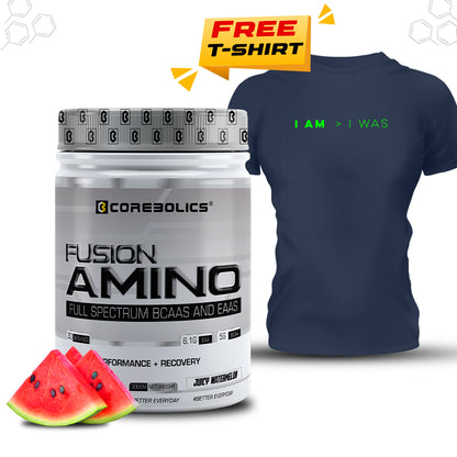 Corebolics Fusion Amino Full Spectrum EAAS (300 gm, 30 Servings) + FREE T-shirt