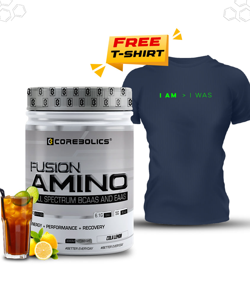 Corebolics Fusion Amino Full Spectrum EAAS (300 gm, 30 Servings) + FREE T-shirt