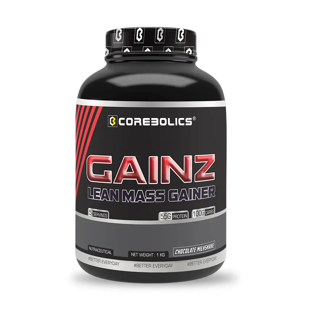 Corebolics Gainz - Lean Mass Gainer (1 kg, 5 Servings) + 150g Creatine free