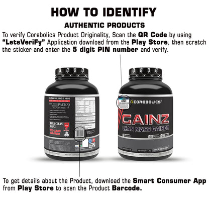 Corebolics Gainz - Lean Mass Gainer (1 kg, 5 Servings) + 150g Creatine free