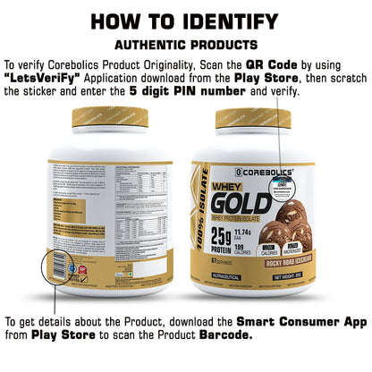 Corebolics Whey Gold - Isolate Protein(2 kg, 67 Servings) + FREE WHITE HOODIE