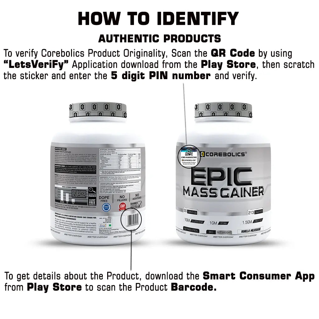 Corebolics Epic Mass Gainer(3 kg, 50 Servings)+ free gym bag and Calcium ( 30 Tablets)