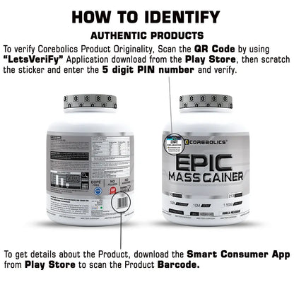 Corebolics Epic Mass Gainer(3 kg, 50 Servings)+ free gym bag and Calcium ( 30 Tablets)