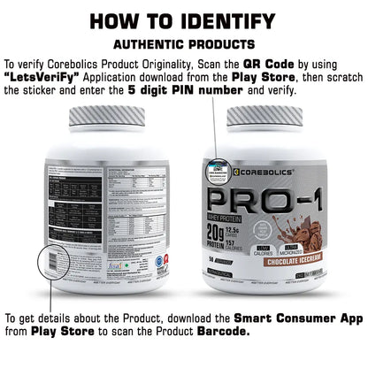 Corebolics Pro-1 Whey Protein (2 kg, 50 Serving) + Free Shaker