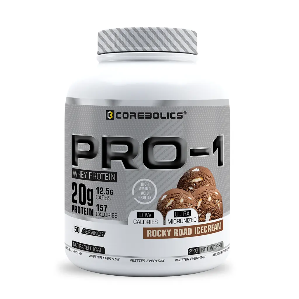 Corebolics Pro-1 Whey Protein (2 kg, 50 Serving) + Free Shaker