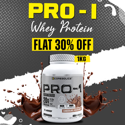 Corebolics Pro-1 Whey Protein (Chocolate, 1 kg, 25 Serving)