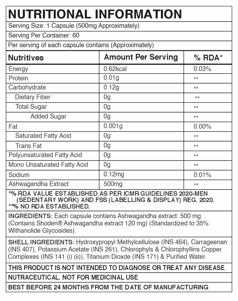 COREBOLICS ASHWAGANDHA 500mg, 60 CAPSULES