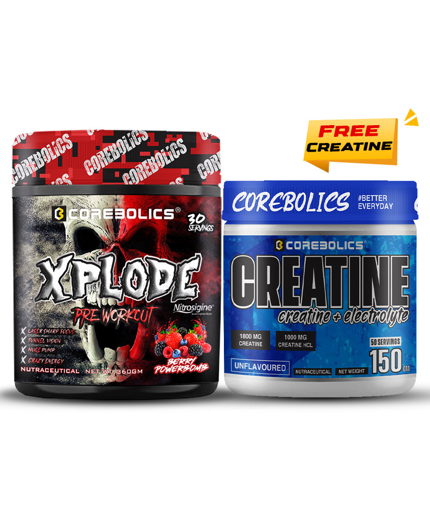 COREBOLICS XPLODE (BLACK SERIES) PRE WORKOUT (360 GM, 30 SERVINGS) + 150g Creatine free