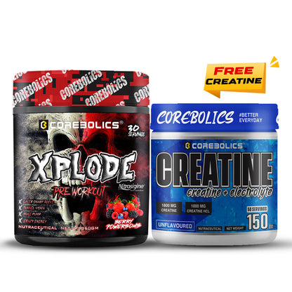 COREBOLICS XPLODE (BLACK SERIES) PRE WORKOUT (360 GM, 30 SERVINGS) + 150g Creatine free