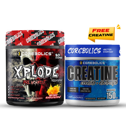 COREBOLICS XPLODE (BLACK SERIES) PRE WORKOUT (360 GM, 30 SERVINGS) + 150g Creatine free