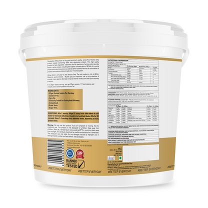 Corebolics Whey Gold - Isolate Protein(4 kg, 133 Servings) + FREE GYM BAG, Shaker and T-SHIRT