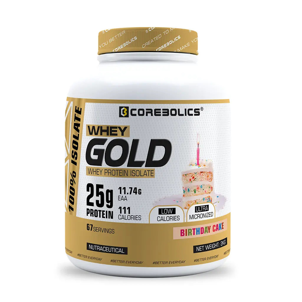 Corebolics Whey Gold - Isolate Protein(2 kg, 67 Servings) + FREE WHITE HOODIE