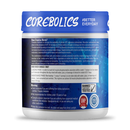 Corebolics Creatine (Creatine + Electrolyte) (Unflavored, 150 gm, 50 Servings)