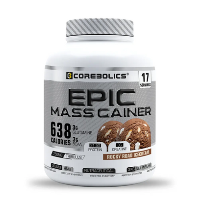 Corebolics Epic Mass Gainer(3 kg, 50 Servings)+ free gym bag and Calcium ( 30 Tablets)