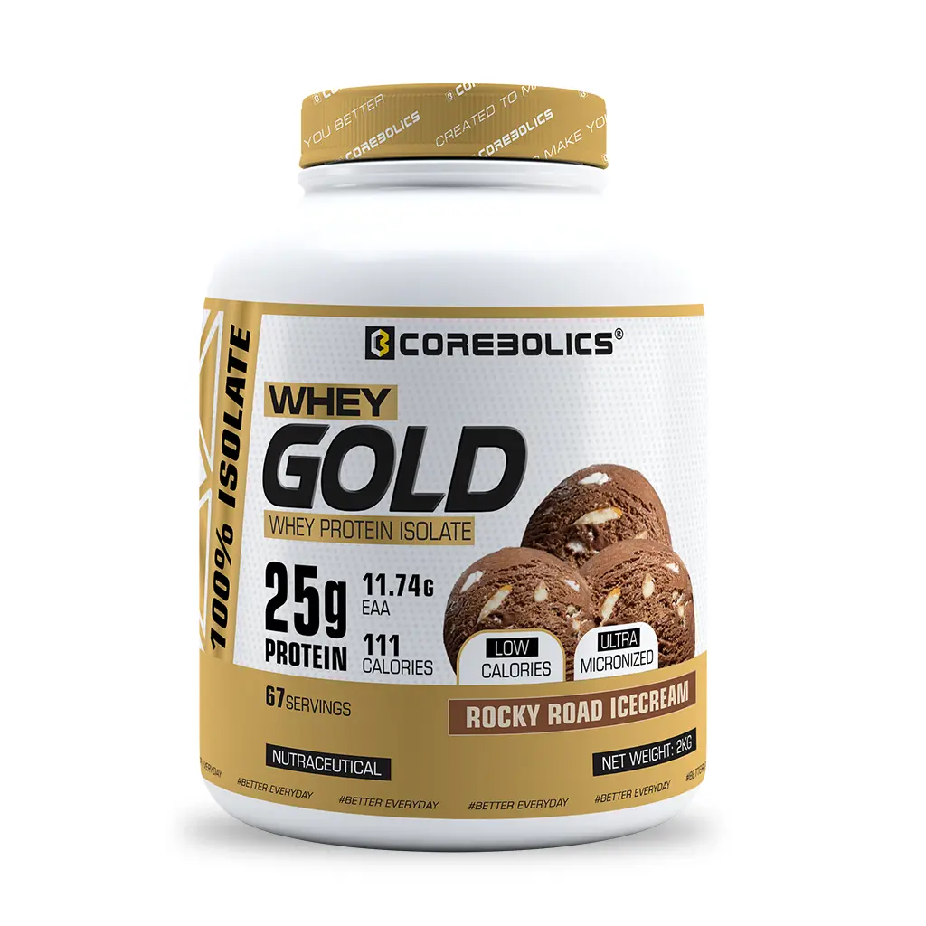 Corebolics Whey Gold - Isolate Protein(2 kg, 67 Servings) + FREE WHITE HOODIE