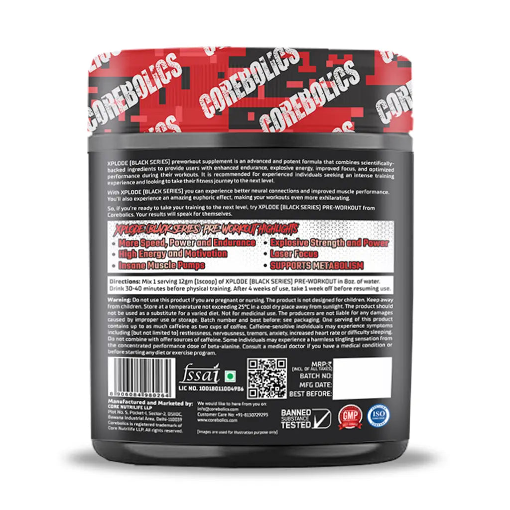 COREBOLICS XPLODE (BLACK SERIES) PRE WORKOUT (360 GM, 30 SERVINGS)